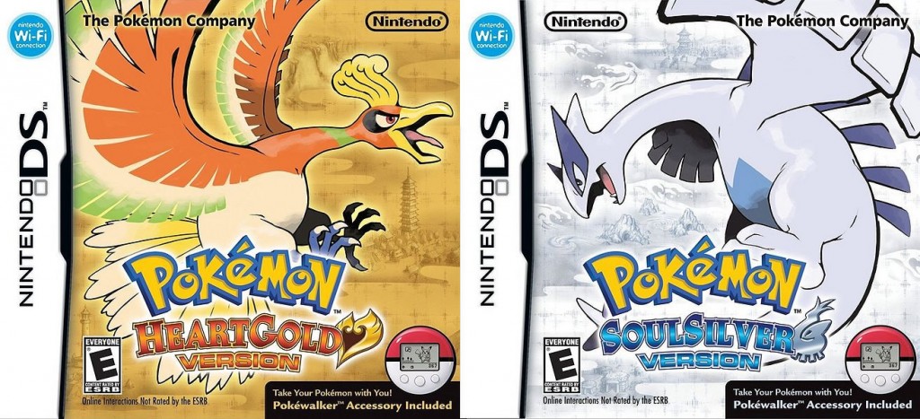 Capas dos jogos Pokémon Heart Gold e Pokémon Soul Silver