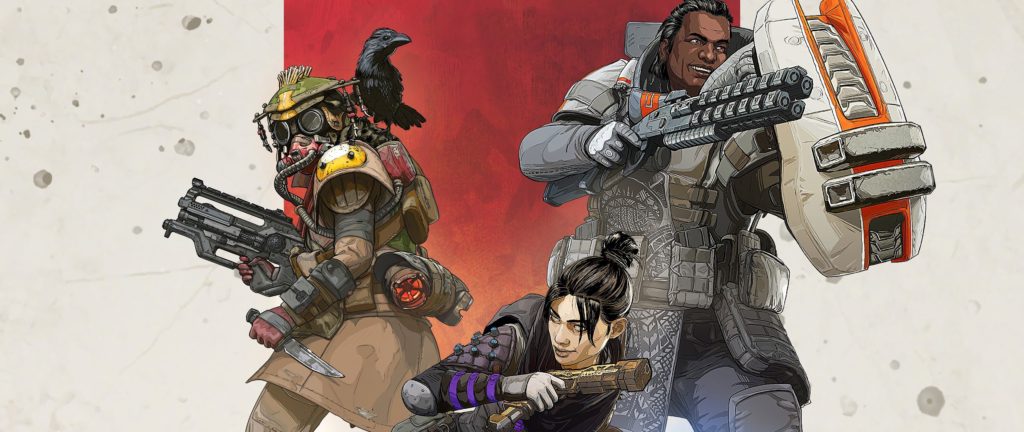 Imagem de divulgação de apex legends, com os dois personagens LBGTQIA+, dois dos primeiros lançamentos.