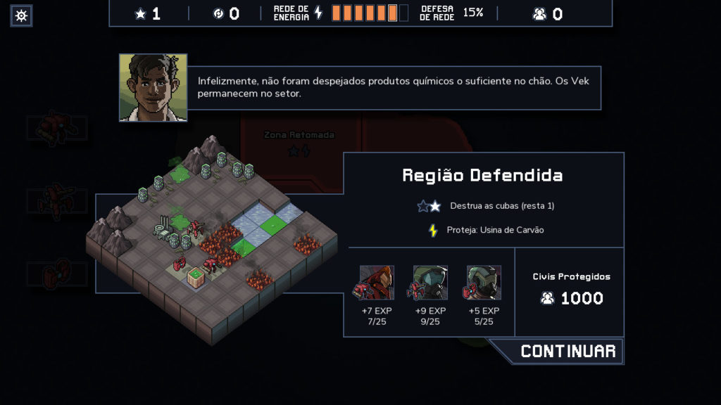 O tabuleiro do jogo indica as possibilidades da jogada , a região defendida e o desafio gerado. Jogo em promoção na Summer Sale