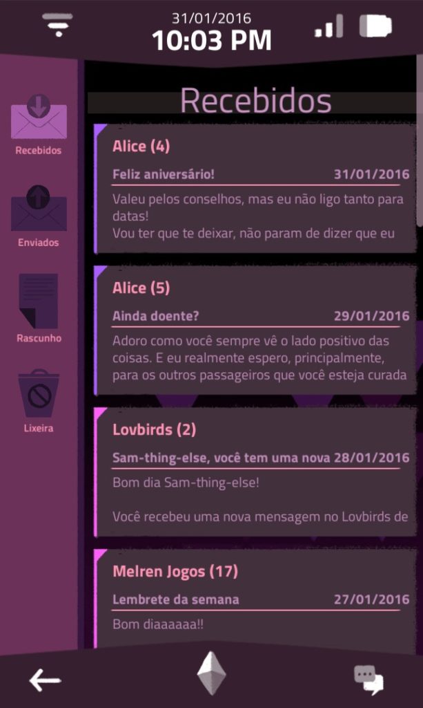 App de emails, com algumas mensagens, de A Normal Lost Phone