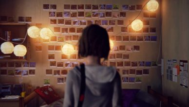 Jogos de escolha: cena de Life is Strange, com Max, a protagonista, de costas para a câmera, encarando uma parede cheia de polaroids