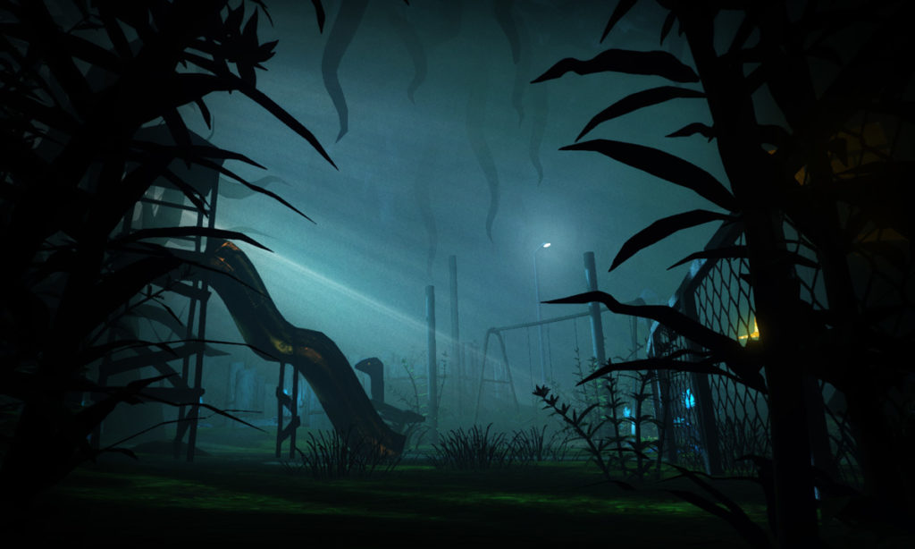 Parque dentro de uma floresta em Among the Sleep