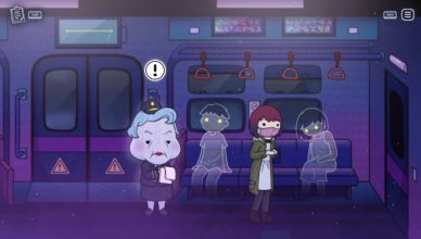 Jogos indies: game screen de What Comes After, com a protagonista em um metrô