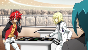 Shion e Chrono de Cardfight Vanguard G batalhando