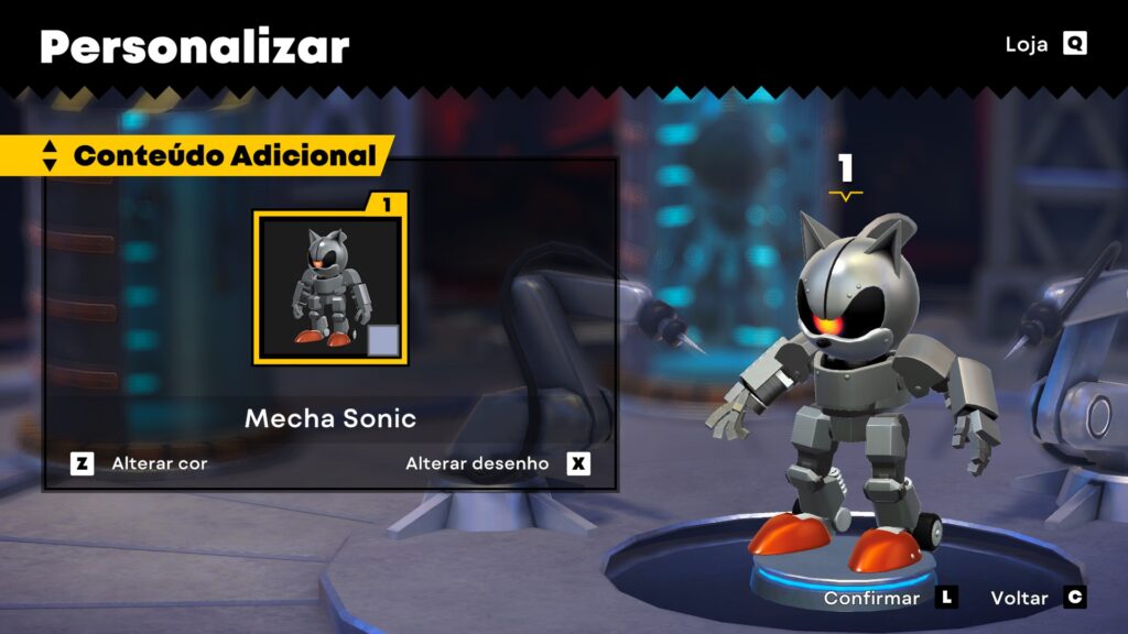 Mecha Sonic - Tela de Customização