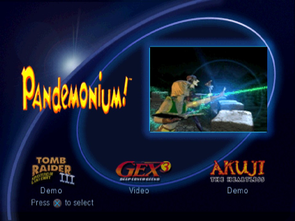 Pandemonium (Menu da versão publicada pela Eidos em 1998) - © Square Enix Limited